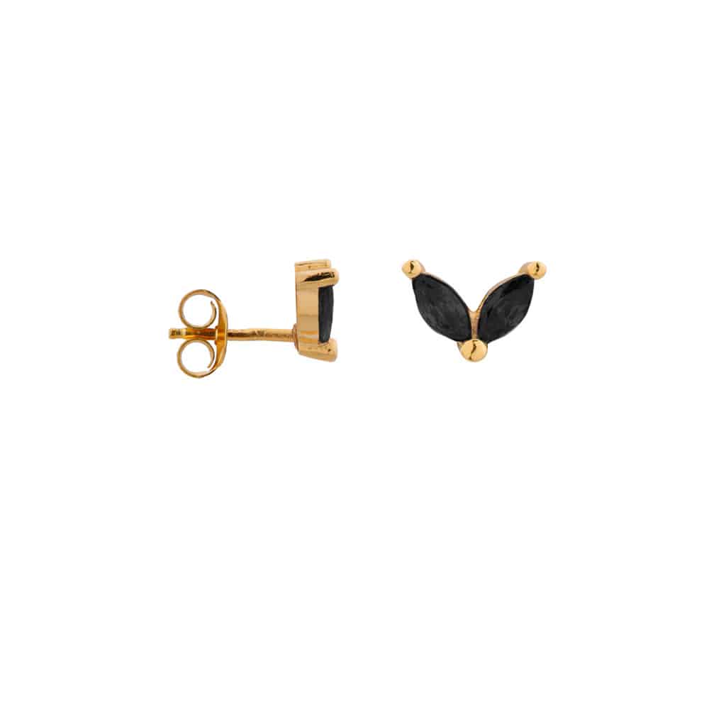 Studs Black Leaves Gold