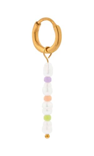 Colorful Pearl Hoops Gold