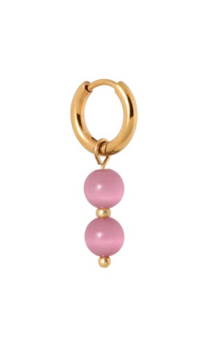 Pink Cat Eye Hoops Gold